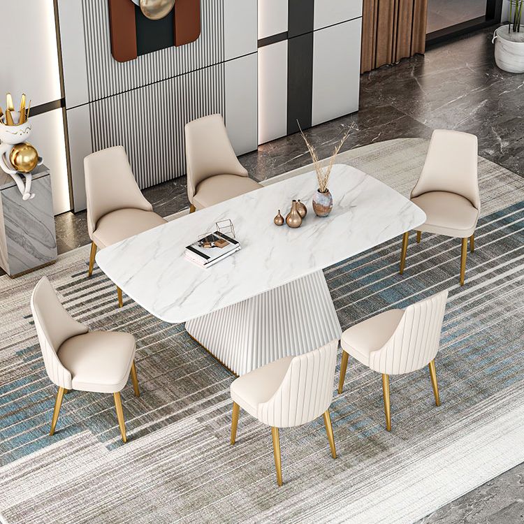 Glam 1/2/5/7 Pieces Dining Set Rectangle Sintered Stone Dining Furniture Set Clearhalo 'Dining Room Sets' 'Dining Tables & Seating' 'dining_room_set' 'furn' 'furn_dining_room_set' 'Furniture' 'furniture_dining_room_set' 'Kitchen & Dining Furniture' 'kitchen&dining_furn' 'kitchen' 1200x1200_24ae0632-6c5a-4435-87fe-675a61886c8c