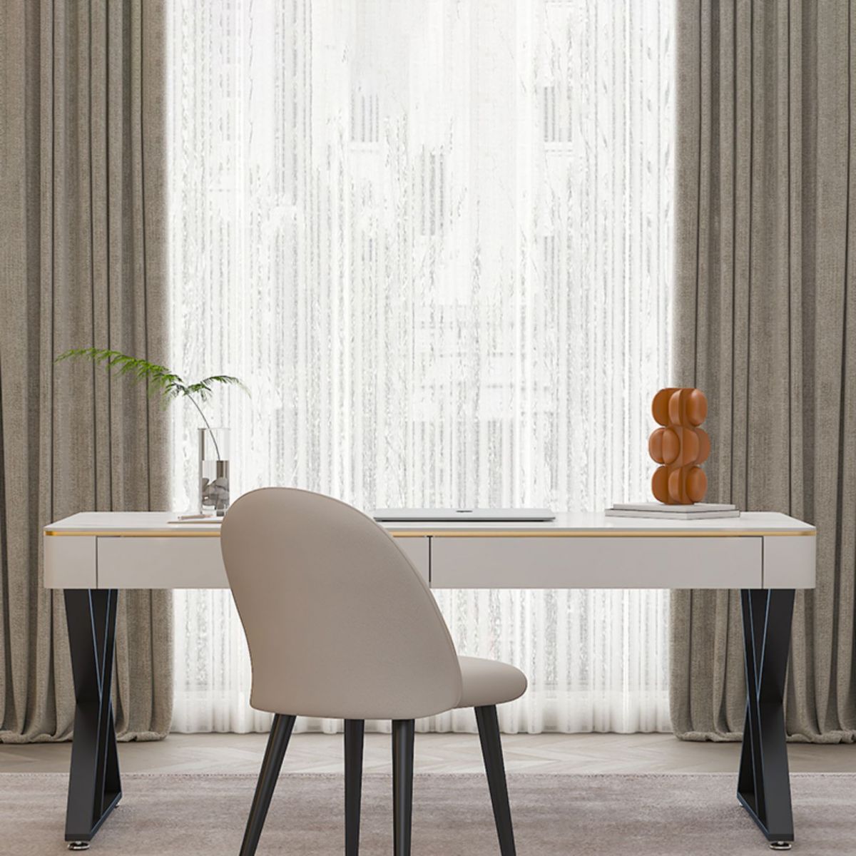 Glam Curved Office Desk Antique Finish Computer Desk with 2 Storage Drawers Clearhalo 'furn' 'furn_office_desk' 'Furniture' 'Office Desks' 'Office Furniture' 'office_desk' 1200x1200_24af177d-2e74-42d1-8411-e99cf3c94e1b