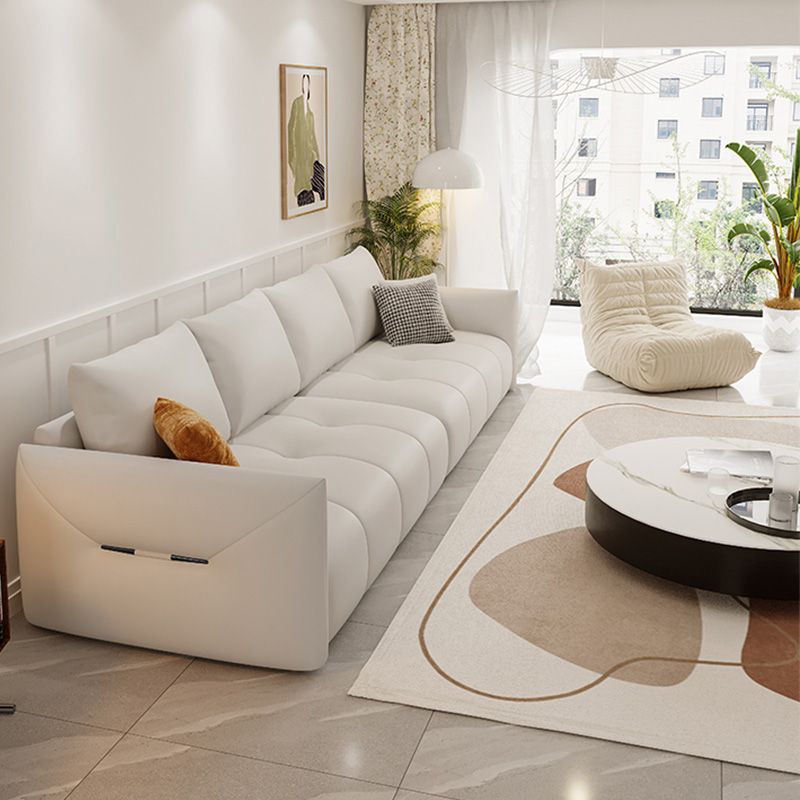 ボルスター枕付きモダンな本革の正方形のソファホワイトソファ