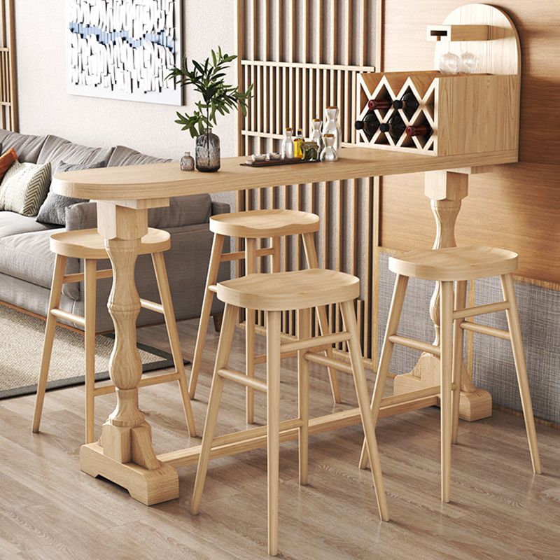 Trestle Base Bar Table Contemporary Solid Wood Bar Dining Table with Wine Rack Clearhalo 'Bar Furniture' 'Bar Tables' 'bar_tables' 'furn' 'furn_bar_tables' 'Furniture' 'Kitchen & Dining Furniture' 1200x1200_24b42a03-874e-488c-924f-90a0798e1bf2