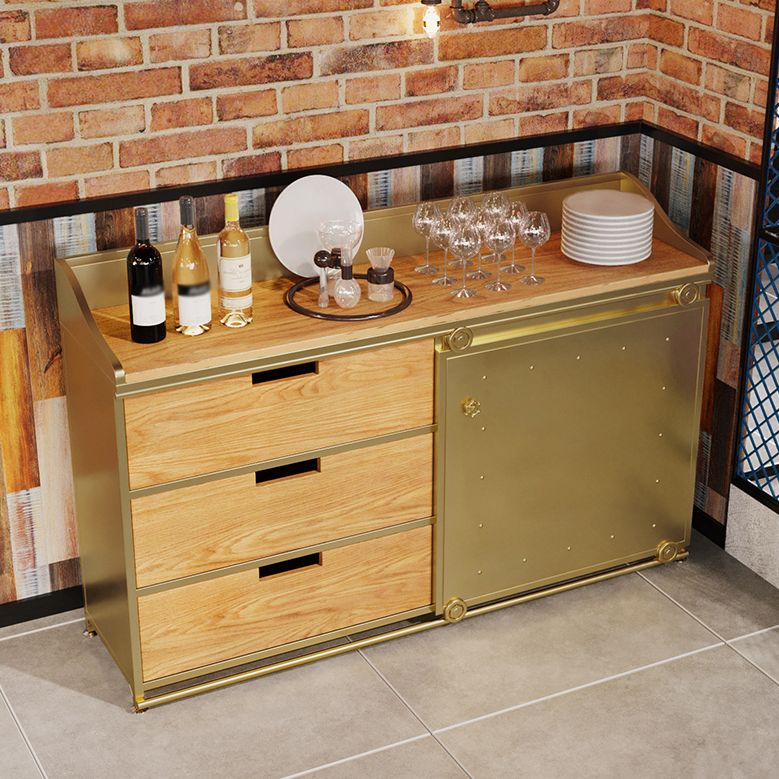 Dining Room Glam Style Sideboard Wood Drawer Iron Sliding Doors Cupboard Clearhalo 'buffet_sideboard' 'Buffets & Sideboards' 'furn' 'furn_buffet_sideboard' 'Furniture' 'furniture_buffet_sideboard' 'Kitchen & Dining Furniture' 1200x1200_24b501a6-76cd-4c8f-8372-80d48021de21