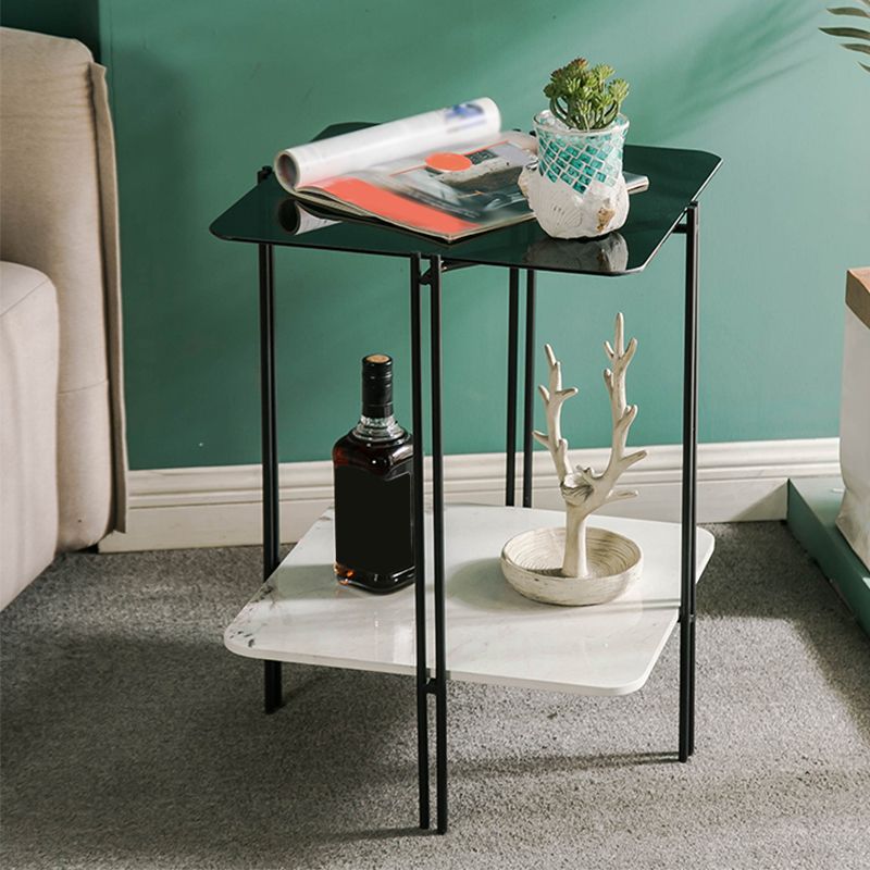 Tavolo da fascia alta a 4 gambe contemporanei tavolo di fascia alta vetro quadrata, 23,6 "di altezza