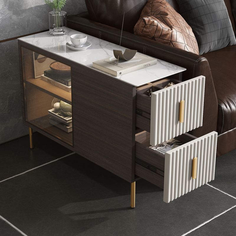 Modern Square 4 Legs Side Table with Storage for Living Room Clearhalo 'Coffee & Accent Tables' 'End & Side Tables' 'end_side_table' 'end_side_tables' 'furn' 'furn_end_side_tables' 'Furniture' 'furniture_end_side_table' 'Living Room Furniture' 1200x1200_24b7eba9-fa65-4e2a-8c00-84655a0e11bb