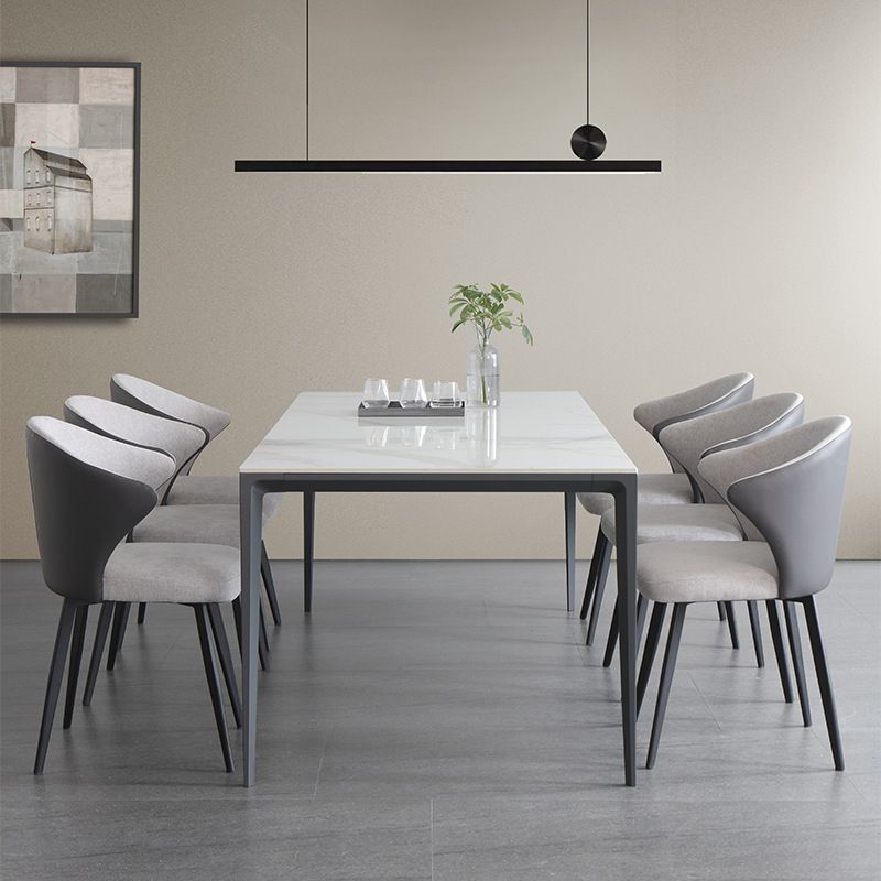Sintered Stone Top Dining Table Rectangle Table in White with Metal Base and 4 Legs Clearhalo ' dining_table' 'Dining Tables & Seating' 'Dining Tables' 'furn' 'furn_dining_table' 'Furniture' 'furniture_dining_table' 'Kitchen & Dining Furniture' 'kitchen&dining_furn' 'kitchen' 'kitchen_dining_table' 1200x1200_24b8f2e5-79da-497c-ab93-4f7ffd8388fa