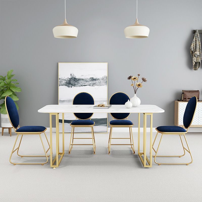 Rectangle Double Pedestal Dining Table Glam Faux Marble Table for Dining Room Clearhalo 'Dining Tables & Seating' 'Dining Tables' 'dining_table' 'furn' 'furn_dining_table' 'Furniture' 'Kitchen & Dining Furniture' 1200x1200_24b96d62-1fc3-45a2-8efd-3a8996829f87