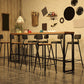 Eettafel op schraagbasis, industriële massief houten bartafel voor bistro