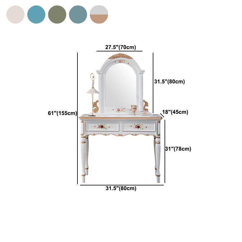 Wood Vanity Set 17.71" Wide Make-up Vanity with 2 Storage Drawers and Stool Clearhalo 'Bedroom Furniture' 'furn' 'furn_makeup_vanities' 'Furniture' 'Makeup Vanities' 'makeup_vanities' 1200x1200_24bbdb9c-1838-447a-8d47-a842b09db003