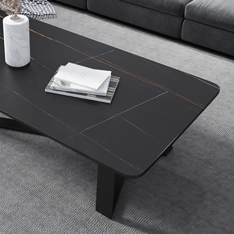 Cross Table Base Design Rectangular Slate Table Glam Style Coffee Table
