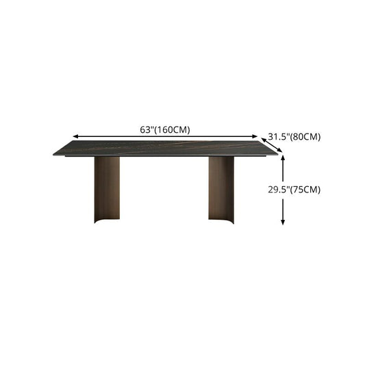 Mesa de comedor rectangular de piedra sinterizada con 4 patas