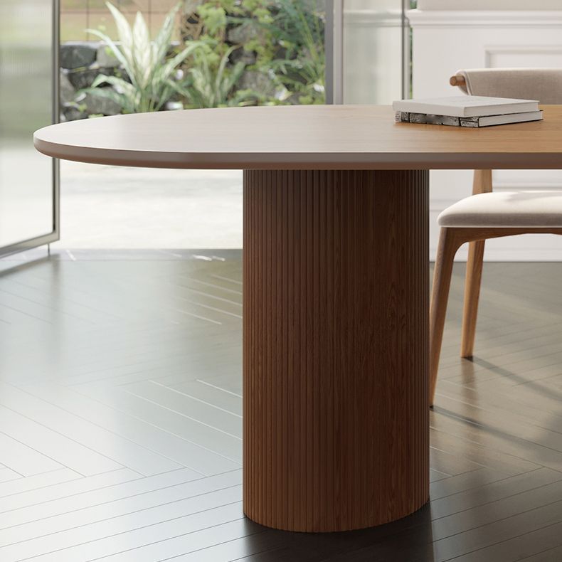 Contemporary Dining Oval Table Dining Wooden Table for Restaurant with Wood Legs Clearhalo 'Dining Tables & Seating' 'Dining Tables' 'dining_table' 'furn' 'furn_dining_table' 'Furniture' 'furniture_dining_table' 'Kitchen & Dining Furniture' 'kitchen' 'kitchen_dining_table' 1200x1200_24c48894-9836-4ff2-b525-44e8ad47643c