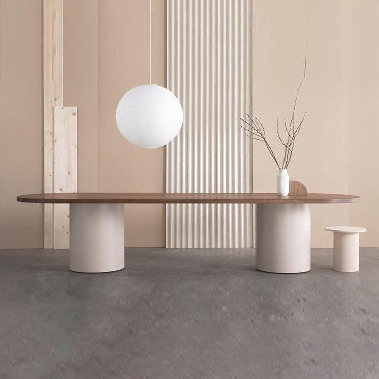 Modern Oval Dining Table Solid Wood Table with Double Pedestal Base Clearhalo ' dining_table' 'Dining Tables & Seating' 'Dining Tables' 'furn' 'furn_dining_table' 'Furniture' 'furniture_dining_table' 'Kitchen & Dining Furniture' 'kitchen&dining_furn' 'kitchen' 'kitchen_dining_table' 1200x1200_24c556b7-31aa-4310-a63c-f6dfe1b6eb43