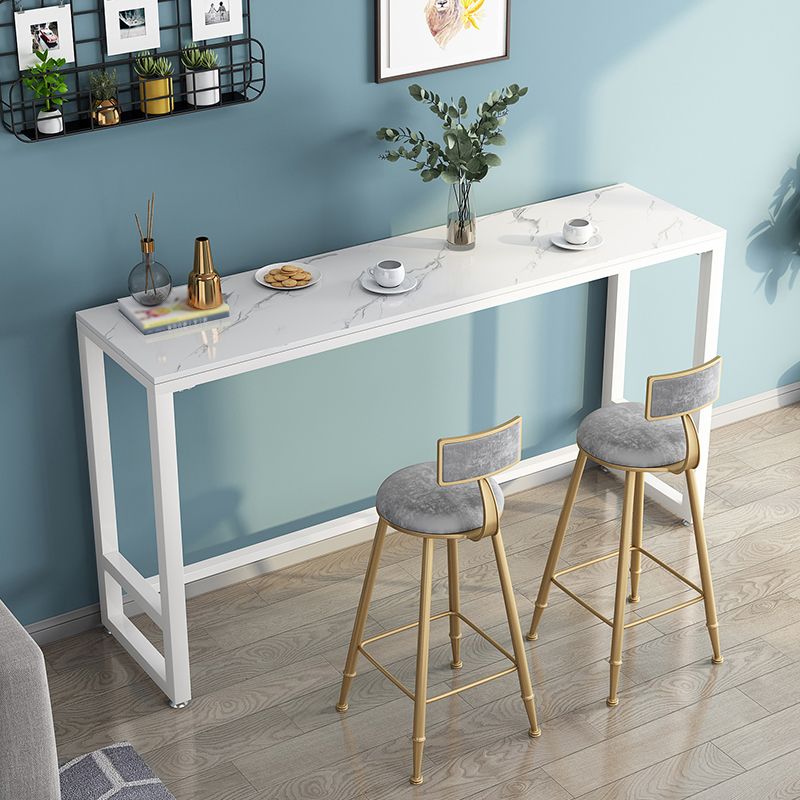Modern Marble Table with Rectangle Table Top Black White Trestle Table-41.3" H Clearhalo 'Bar Furniture' 'Bar Tables' 'bar_tables' 'furn' 'furn_bar_tables' 'Furniture' 'furniture_bar_tables' 'Kitchen & Dining Furniture' 'kitchen&dining_furn' 'kitchen' 1200x1200_24c5f5de-a9fe-47b1-868e-d6f102658b66