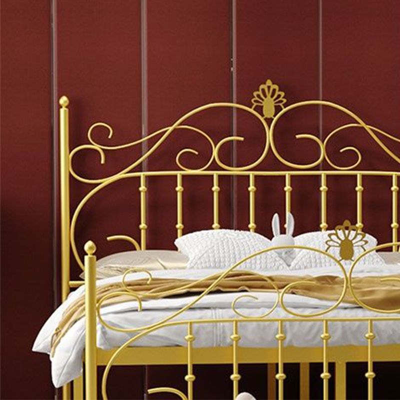 Single Metal Arched Headboard Bed Open-Frame Bed with Metal Legs