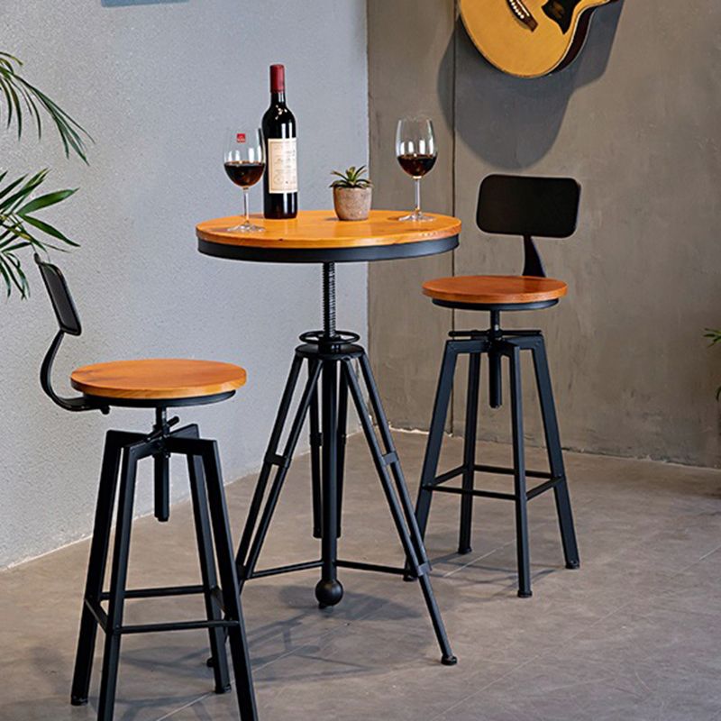 Rundes Bistro-Set, 1/2/3-teilig, Bartisch-Set aus massivem Holz im Industriestil