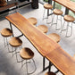Solid Wood Bar Stools Modern Backless Dining Stools with Metal Base