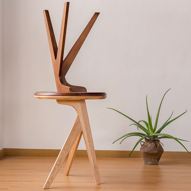 Tavolo da parte superiore rotondo in legno massiccio 23,6 "TABELLO DI FINE 3 gambe alto