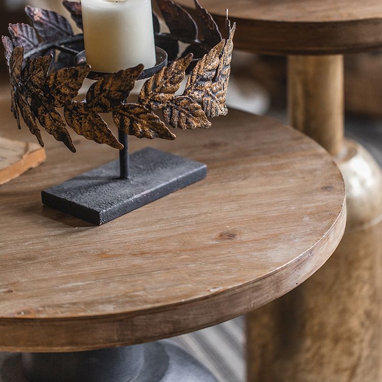 Rustic Distressed Side End Table Pedestal Round Sofa Side Accent Table Clearhalo 'Coffee & Accent Tables' 'End & Side Tables' 'end_side_tables' 'furn' 'furn_end_side_tables' 'Furniture' 'Living Room Furniture' 1200x1200_24cc8b20-055d-4047-81b9-fd8494f41740