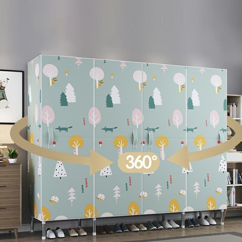 Cloth Cabinet Steel Pipe Wardrobe Cabinet, Modern 3-door Wardrobe Armoire Clearhalo 'Armoires & Wardrobes' 'armoires_wardrobes' 'Bedroom Furniture' 'furn' 'furn_armoires_wardrobes' 'Furniture' 1200x1200_24cfbc5f-c0f9-4f8c-8768-45dcadc5e95e