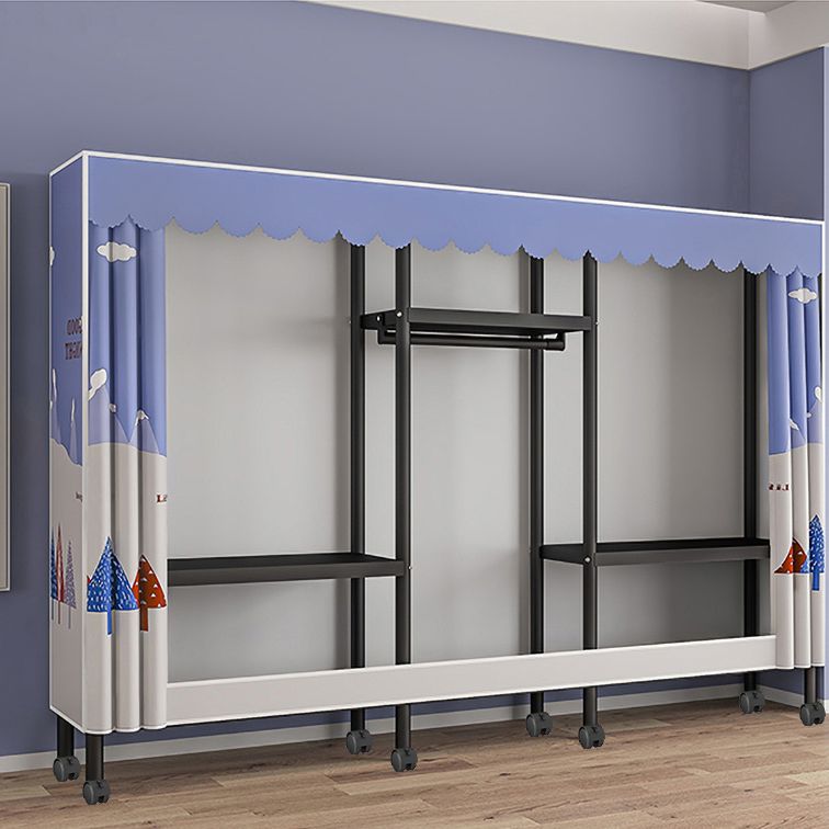 Eigentijdse stijl garderobe armoire metalen frame armoire met kledingstaaf voor thuis