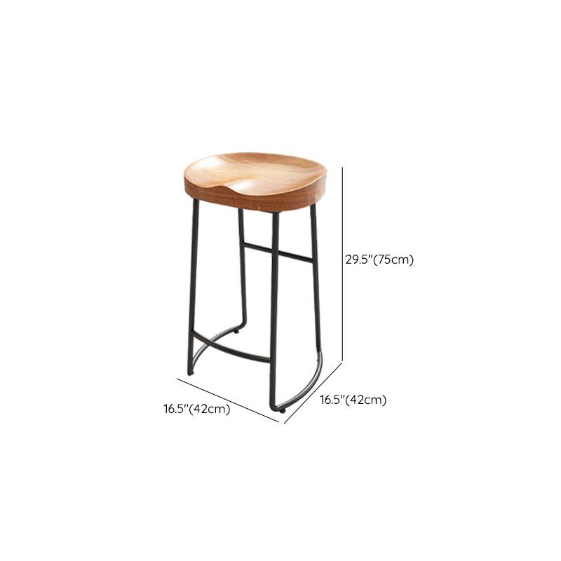 Modern Armless Backless Counter Stool Pine Wood Bar Stool with Pedal for Bar