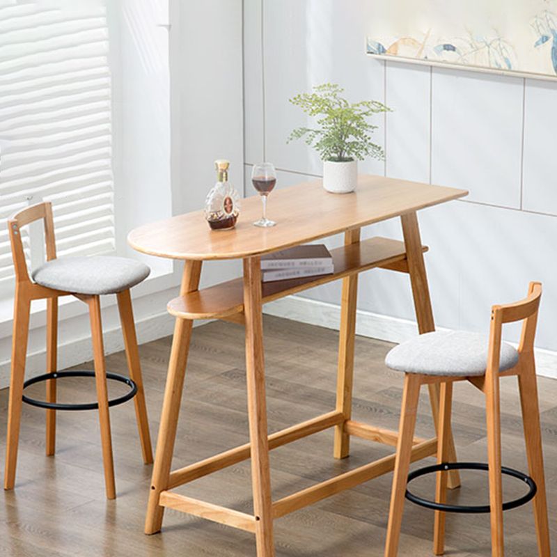 Industrial Style Bar-stool Round Seat with Low Back Wooden Legs for Kitchen Bar Clearhalo 'Bar Furniture' 'Bar Stools' 'bar_stools' 'furn' 'furn_bar_stools' 'furniture_bar_stools' 'Kitchen & Dining Furniture' 'kitchen&dining_furn' 'kitchen' 'kitchen_furn' Furniture' 1200x1200_24d412bb-66ac-4ff8-86db-18c18b56a666