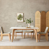 Moderno Cining Set de comedor de piedra sinterizada Rectángulo 1/4/5 Piezas de comedor de madera Juego de mesa