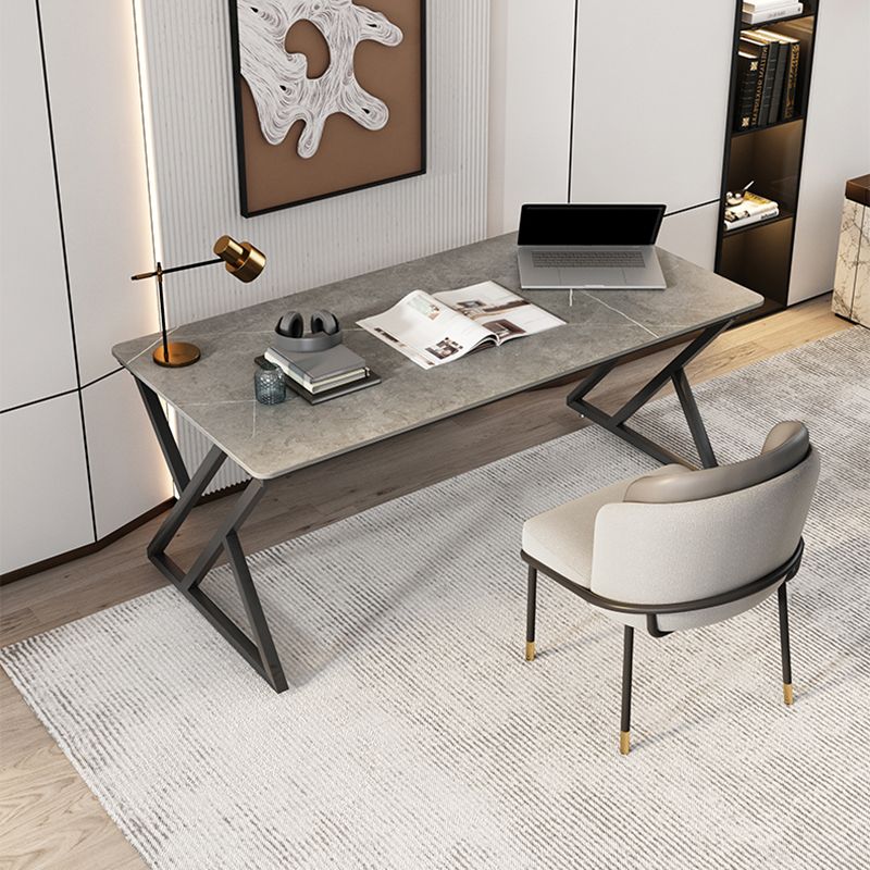 Industrial Rectangular Writing Desk Marble Office Desk with Metal Legs Clearhalo 'furn' 'furn_office_desk' 'Furniture' 'Office Desks' 'Office Furniture' 'office_desk' 1200x1200_24d58b07-1e33-49ee-b4c7-e3caa1648569