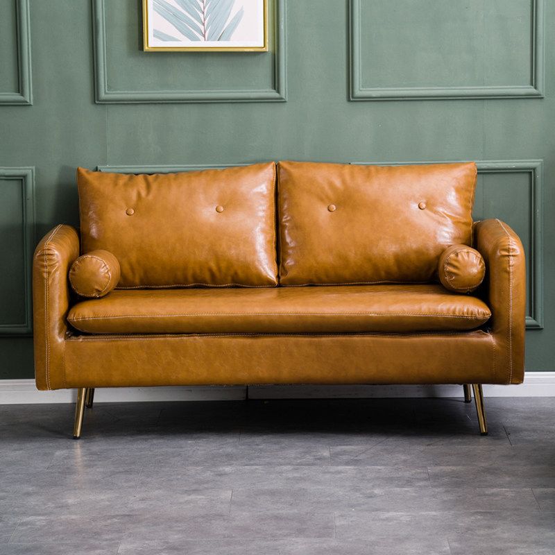 Tufted Square Arm Sofa Mid Century Modern 30.7" H Faux Leather Sofa Clearhalo 'Furniture' 'furniture_sofas' 'kitchen' 'kitchen_sofas' 'Living Room Furniture' 'Sofa' 'sofas' 1200x1200_24d72968-b683-4cd8-b261-0932b5dce512