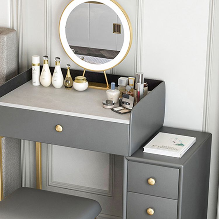 Glam Slate Top Vanity Table with 4 Drawer Dressing Table in Grey Clearhalo 'Bedroom Furniture' 'furn' 'furn_makeup_vanities' 'Furniture' 'Makeup Vanities' 'makeup_vanities' 1200x1200_24d76e35-9fcb-4fe3-8123-c0a8c8bc101e