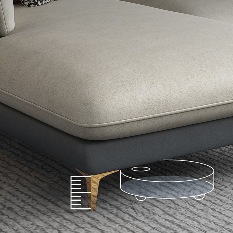 Sectional de almohada de cuero falso con chaise con brazo inclinado seccional