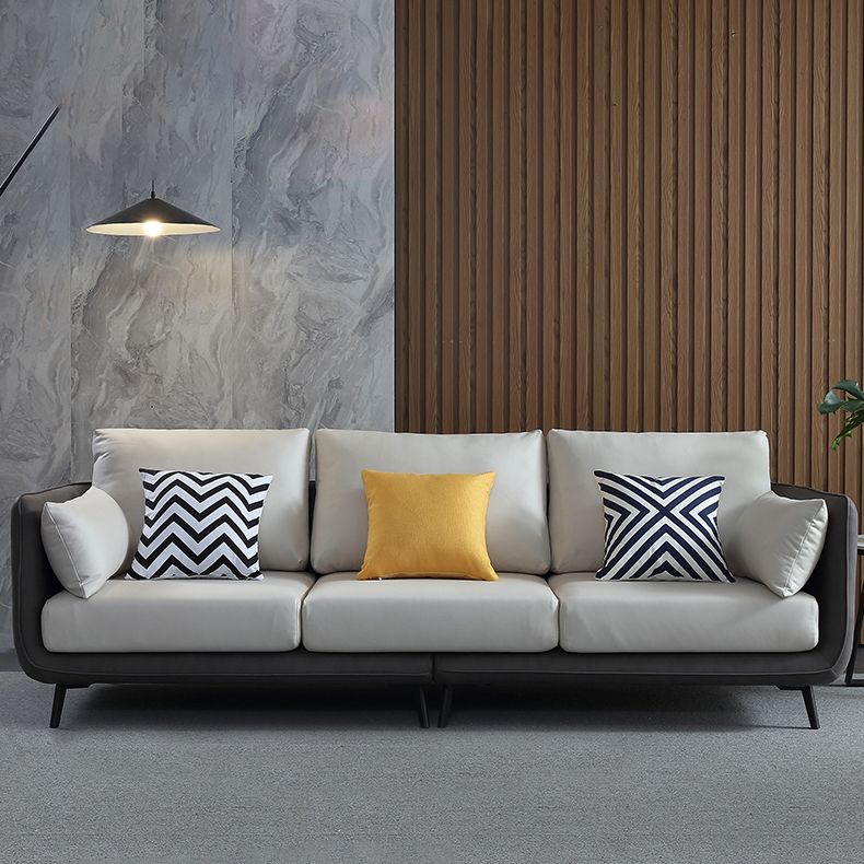 Faux Leather Stain Resistant Modern Standard Square Arm Settee Couch