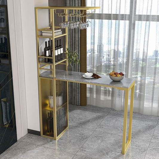 Modern Iron Bar Dining Table Stone Top Rectangle Indoor Bistro Table with Wine Rack Clearhalo 'Bar Furniture' 'Bar Tables' 'bar_tables' 'furn' 'furn_bar_tables' 'Furniture' 'furniture_bar_tables' 'Kitchen & Dining Furniture' 1200x1200_24d914d3-721e-4d8e-ab32-78de2ed8212f