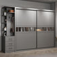 Contemporary Wooden Wardrobe Gray Colour Wardrobe Closet with Sliding Door