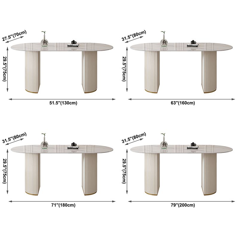 Oval Sintered Stone Dining Table Modern Table in White with Metal Double Pedestal Clearhalo ' dining_table' 'Dining Tables & Seating' 'Dining Tables' 'furn' 'furn_dining_table' 'Furniture' 'furniture_dining_table' 'Kitchen & Dining Furniture' 'kitchen&dining_furn' 'kitchen' 'kitchen_dining_table' 1200x1200_24da4722-41e6-4dc5-961c-98ab06f54448