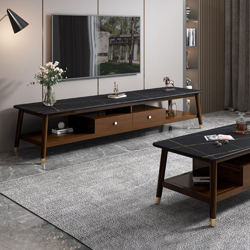 18.11"H TV Stand Contemporary Style Solid Wood TV Console with 2 Drawers Clearhalo 'furn' 'furn_tv_stands_entertainment_centers' 'Furniture' 'Living Room Furniture' 'TV Stands & Entertainment Centers' 'TV Stands & Media Storage Furniture' 'tv_stands_entertainment_centers' 1200x1200_24dd4d48-f01b-4f1d-902a-29f0b8b7c326