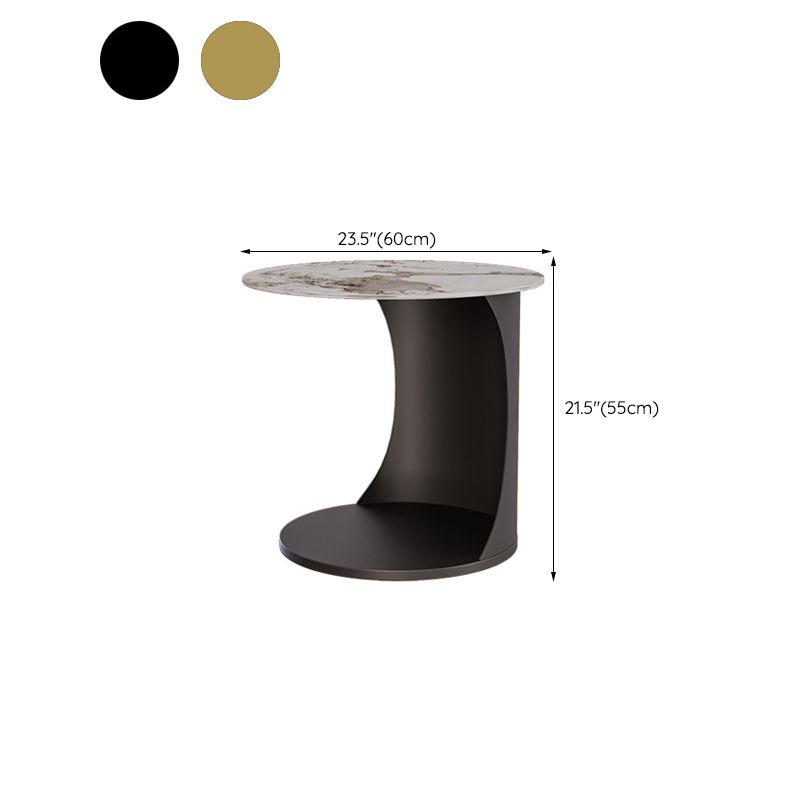 Contemporary Round Double Tier End Table Slate Top Side End Table Clearhalo 'Coffee & Accent Tables' 'End & Side Tables' 'end_side_tables' 'furn' 'furn_end_side_tables' 'Furniture' 'Living Room Furniture' 1200x1200_24de58d4-8bfc-4fa2-a375-2ec9496d04ae