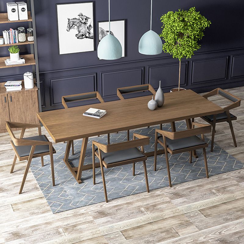 Industrial 1/5/7 Pieces Dining Set Rectangle Pine Wood Dining Table Set for Cafe Clearhalo 'Dining Room Sets' 'Dining Tables & Seating' 'dining_room_set' 'furn' 'furn_dining_room_set' 'Furniture' 'Kitchen & Dining Furniture' 1200x1200_24de6748-a89a-4cb5-90ba-1a96ad841ef5