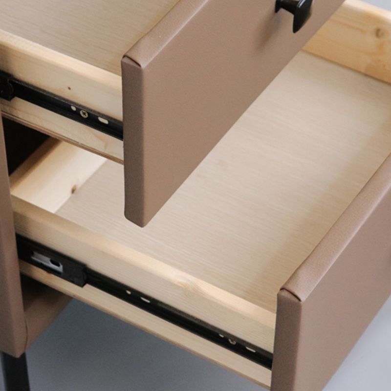 Leather Top Nightstand with 4 Legs Glam Night Table with Drawer Clearhalo 'Bedroom Furniture' 'furn' 'furn_night_stand' 'Furniture' 'night_stand' 'Nightstands' 1200x1200_24e0e040-6a18-4818-b99c-3b0babce9c8c