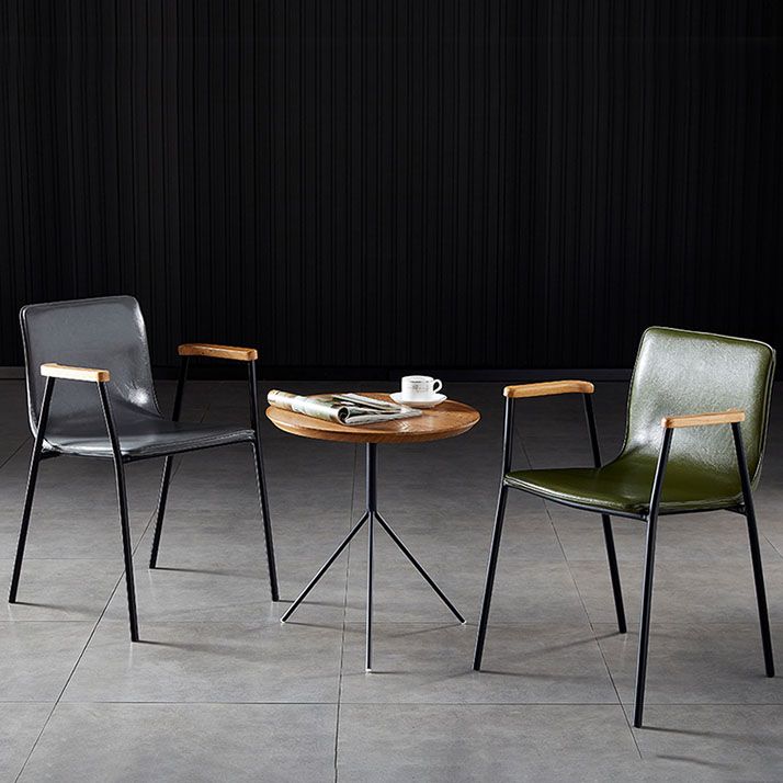 Solid Back Dining Arm Chairs Leather Home Dining Armchairs with Metal Legs Clearhalo ' kitchen&dining_furn' 'Dining Chairs' 'Dining Tables & Seating' 'dining_chair' 'furn' 'furn_dining_chair' 'Furniture' 'furniture_dining_chair' 'Kitchen & Dining Furniture' 'kitchen' 1200x1200_24e225d5-875d-4a1e-ade2-9676ffd70b9a