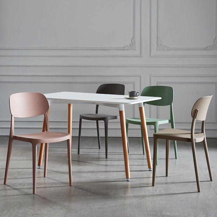 Scandinavian Plastic Armless Dining Chairs Stackable Open Back Side Chair (Set of 4) Clearhalo ' kitchen&dining_furn' 'Dining Chairs' 'Dining Tables & Seating' 'dining_chair' 'furn' 'furn_dining_chair' 'Furniture' 'furniture_dining_chair' 'Kitchen & Dining Furniture' 'kitchen' 1200x1200_24e23518-2ce2-4bda-926e-9d062486138d