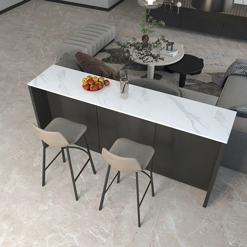 Rectangle Indoor Patio Bar Table Double pedestal White Stone Counter Table Clearhalo 'Bar Furniture' 'Bar Tables' 'bar_tables' 'furn' 'furn_bar_tables' 'Furniture' 'furniture_bar_tables' 'Kitchen & Dining Furniture' 1200x1200_24e3c07f-4c01-481d-a825-490514d0225a