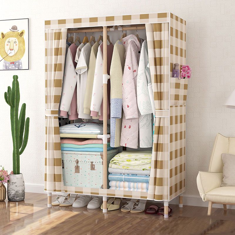 Metal Modern Armoire Shelves Storage Wardrobe Closet with Garment Rod Clearhalo 'Armoires & Wardrobes' 'armoires_wardrobes' 'Bedroom Furniture' 'furn' 'furn_armoires_wardrobes' 'Furniture' 1200x1200_24e50a20-3adb-4fbf-b455-cfce57856674