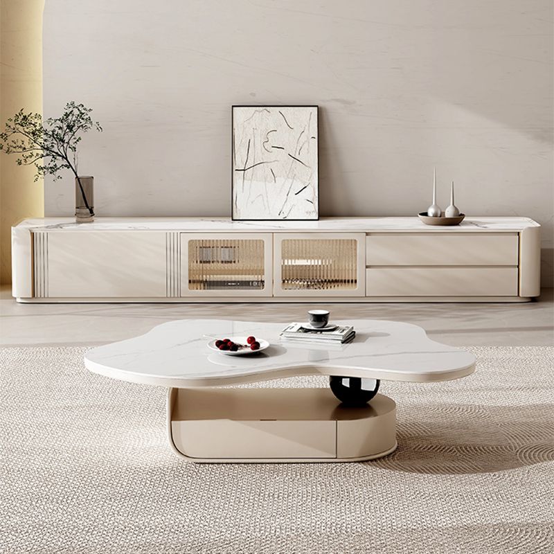 Modern Coffee Table Free Form Single Coffee Table with Storage Drawer Clearhalo 'Coffee & Accent Tables' 'Coffee Tables' 'coffee_tables' 'furn' 'furn_coffee_tables' 'Furniture' 'Living Room Furniture' 1200x1200_24e55089-6088-47c5-94e3-975cca4f829c