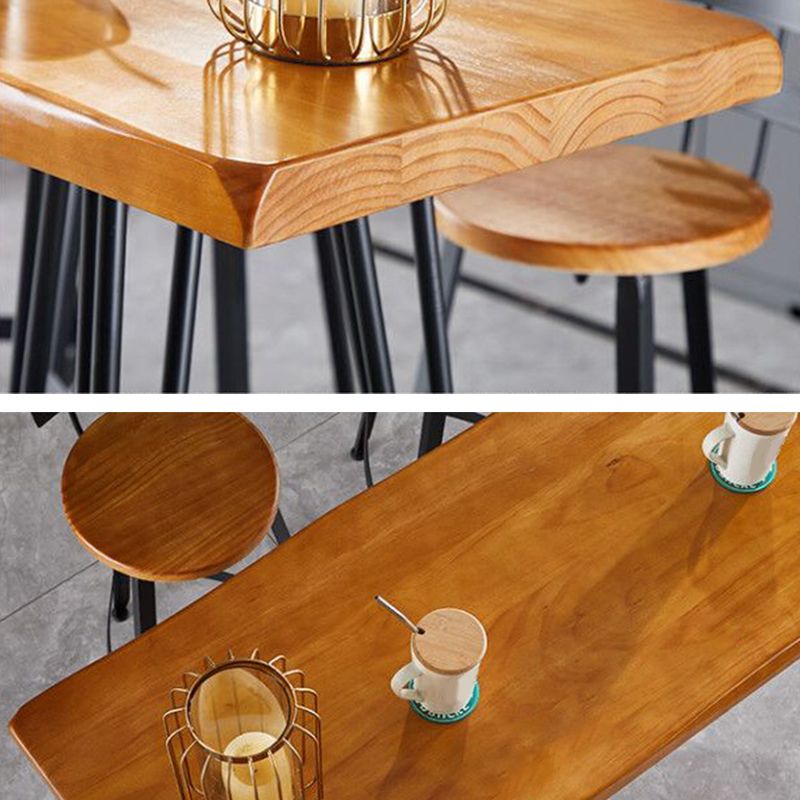 Table de bar de style industriel Table de pub rectangulaire en bois massif en marron
