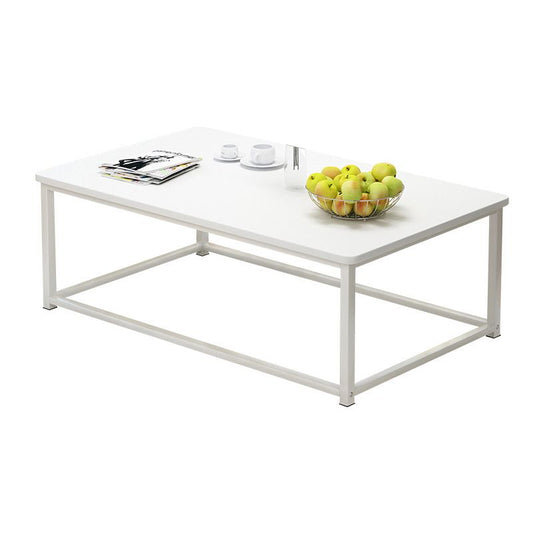 Tavolino in legno rettangolare in stile moderno con tavolino da caffè a base di bassi e bassi e metallo