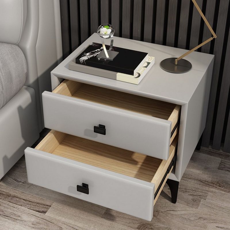 Leather Top Nightstand with 4 Legs Glam Night Table with Drawer Clearhalo 'Bedroom Furniture' 'furn' 'furn_night_stand' 'Furniture' 'night_stand' 'Nightstands' 1200x1200_24e6d2ce-a214-43bb-911e-ae833ece60b1