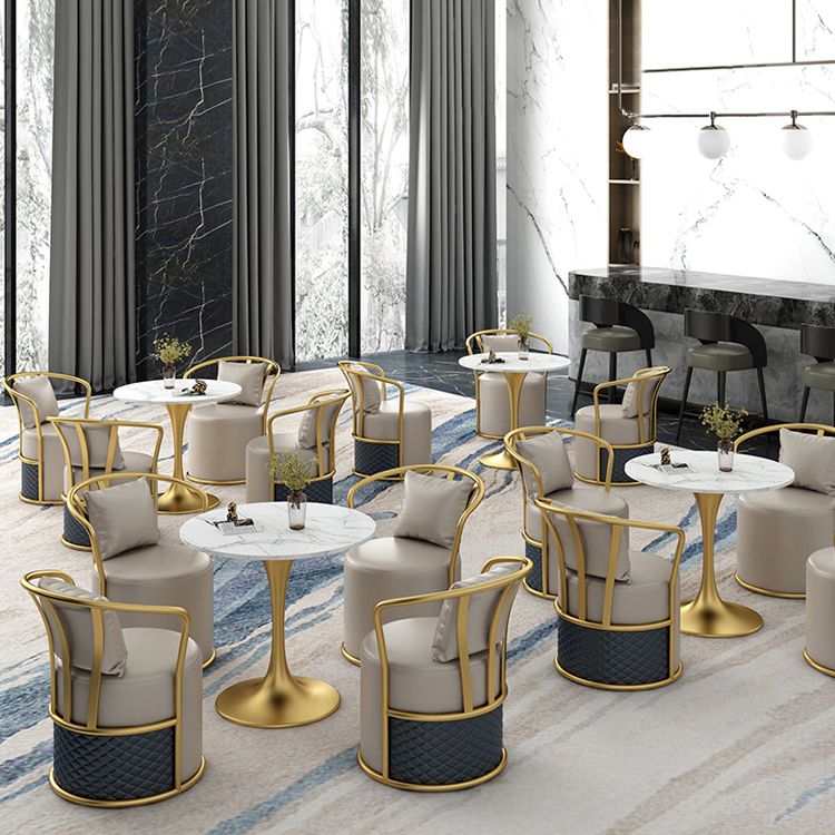 Glam 1/4/5 Pieces Dinette Set with White Sintered Stone Top Round Dining Table Set Clearhalo 'Dining Room Sets' 'Dining Tables & Seating' 'dining_room_set' 'furn' 'furn_dining_room_set' 'Furniture' 'furniture_dining_room_set' 'Kitchen & Dining Furniture' 1200x1200_24e7976a-d1cf-41af-9c26-d1225e9524a3