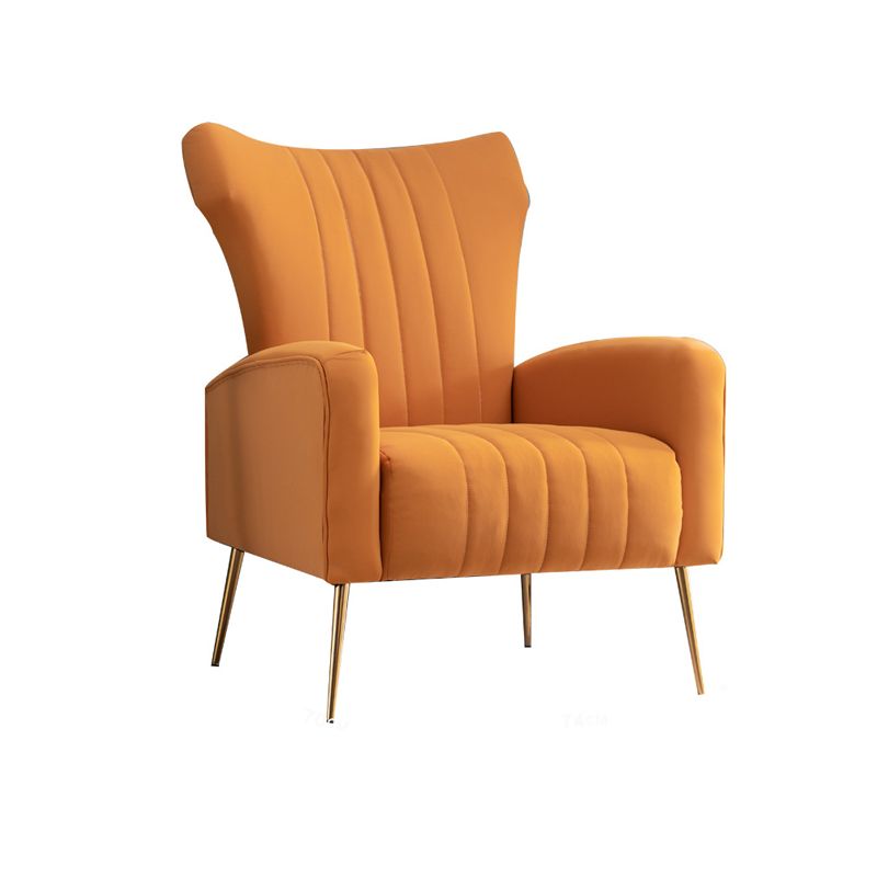 Scandinavian Accent Chair Velvet Wingback Chair with Sewn Pillow Back and Basic Four Legs Clearhalo 'Accent Chairs' 'accent_chairs' 'Chairs & Seating' 'furn' 'furn_accent_chairs' 'Furniture' 'furniture_accent_chairs' 'Living Room Furniture' 1200x1200_24e88bb8-0edb-4cc9-bca3-3a4ed6ead599