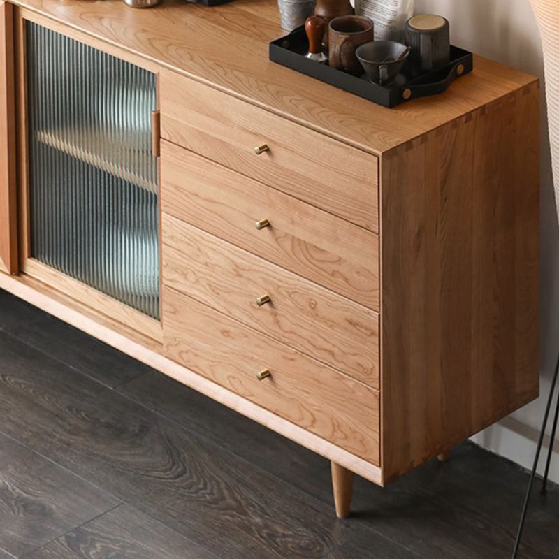 Contemporary Glass Doors Solid Wood Sideboard Cabinet with Cabinets and Drawers Clearhalo 'buffet_sideboard' 'Buffets & Sideboards' 'furn' 'furn_buffet_sideboard' 'Furniture' 'Kitchen & Dining Furniture' 1200x1200_24e8ffc7-9a88-4150-bbcb-4c649dd48d62