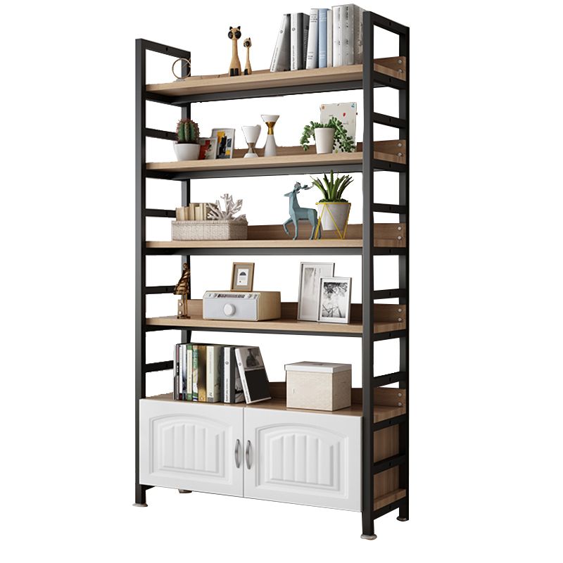 Modern Open Back Shelf Bookcase with Cabinets for Home Office Clearhalo 'Bookcases' 'furn' 'furn_bookcases' 'Furniture' 'Office Furniture' 1200x1200_24e9086c-d403-42ef-93d6-8269a7813ade